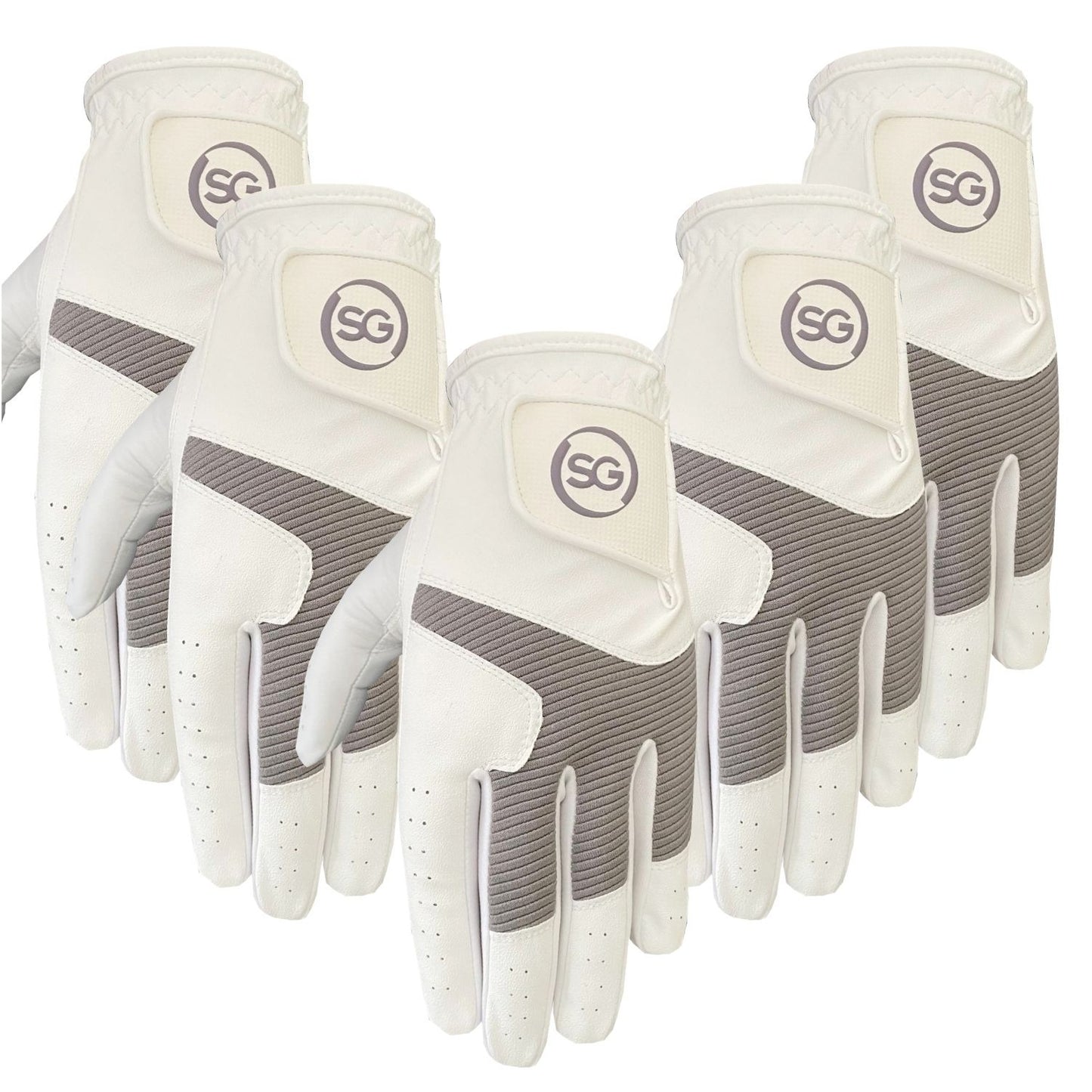 SG Men Grey/White All Weather Golf Gloves Cabretta leather palm patch and Thumb