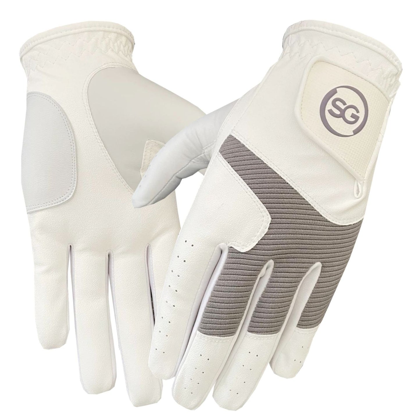 SG Men Grey/White All Weather Golf Gloves Cabretta leather palm patch and Thumb