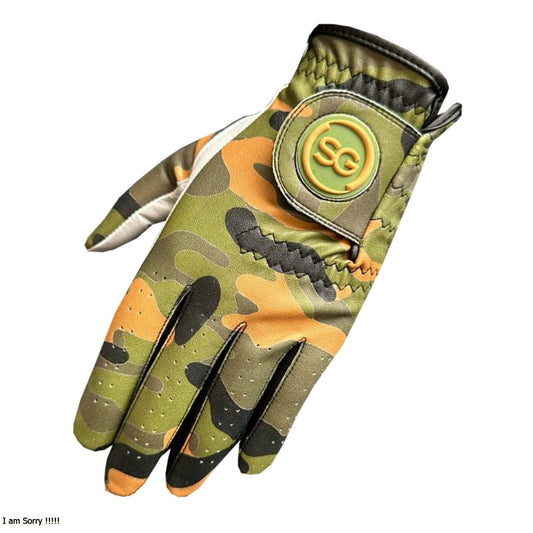 SG Men Green Camo Golf gloves Cabretta Leather Palm + Patch and thumb