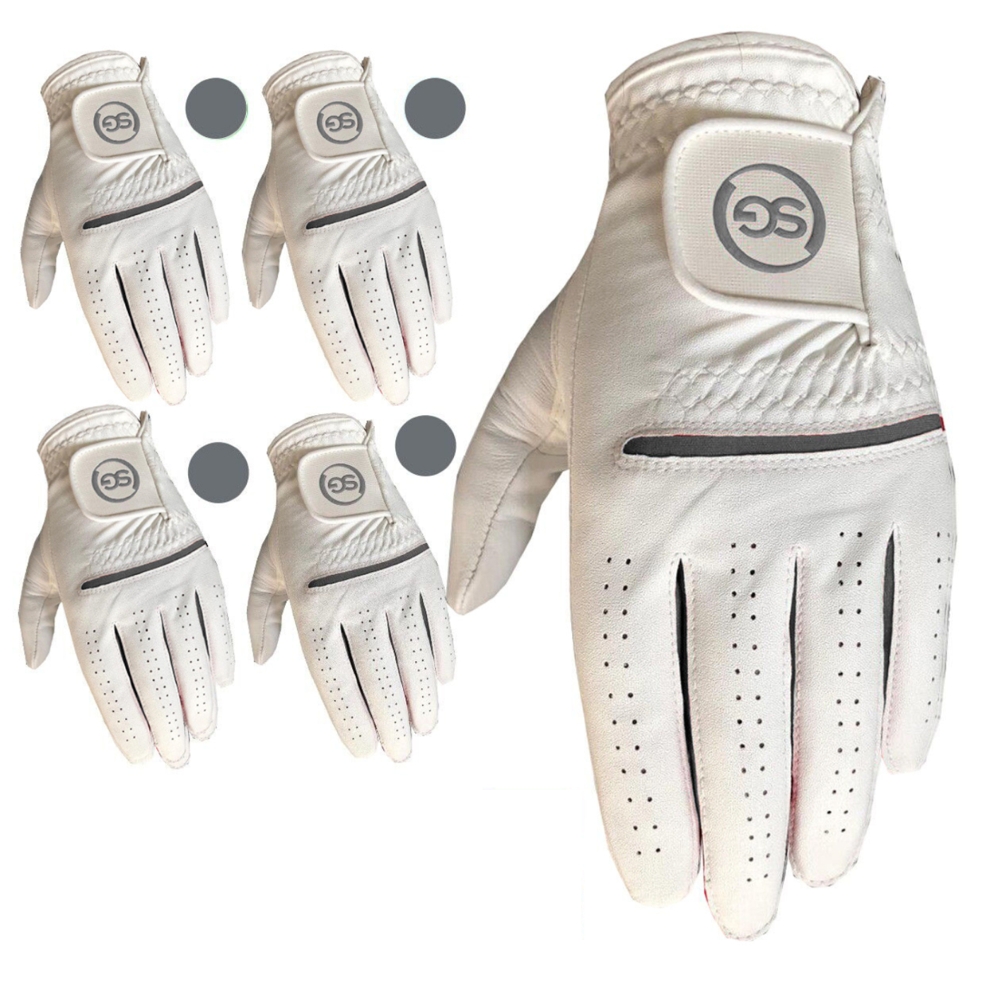 SG Men Grey/White All weather Golf Gloves Cabretta leather palm patch and Thumb Multipack