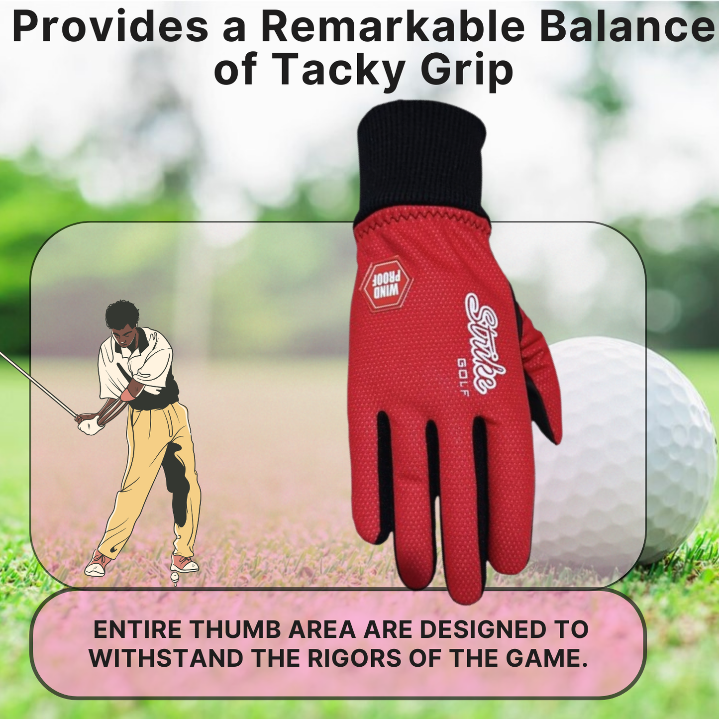 SG Men Red Winter golf gloves thermal windproof fleece lined water resistant
