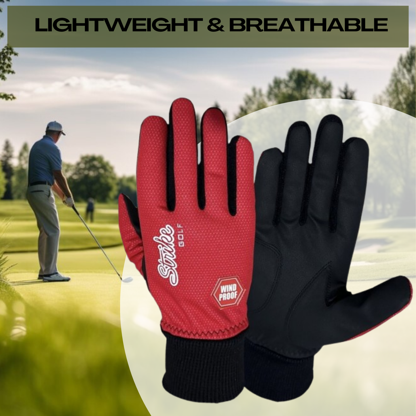 SG Men Red Winter golf gloves thermal windproof fleece lined water resistant