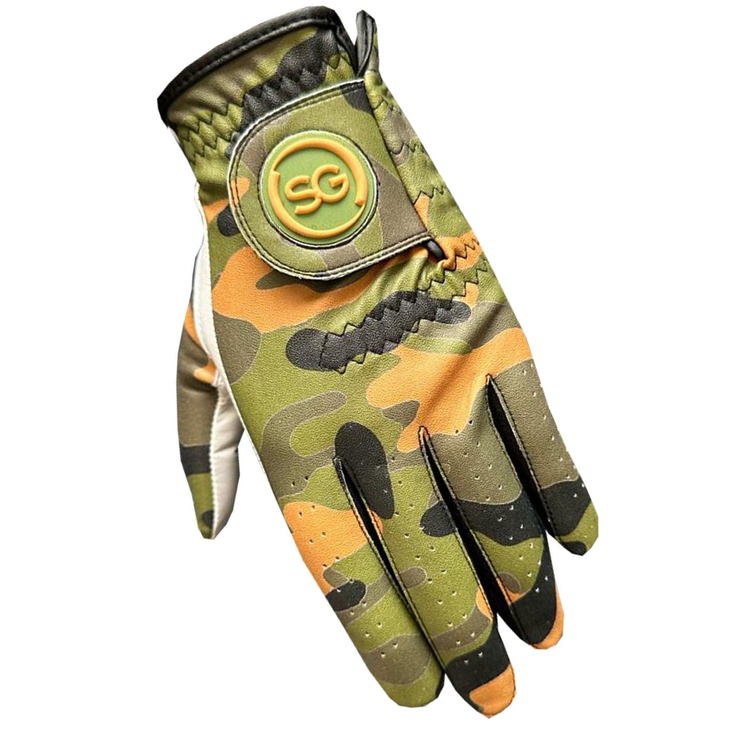 SG Herren Green Camo Golfhandschuhe Cabretta Leder Handfläche + Patch und Daumen