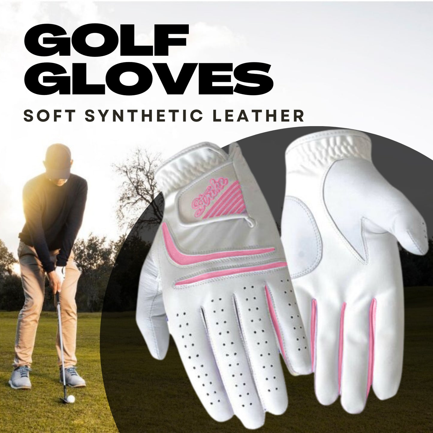 SG Women Pink All Weather Golf Gloves Cabretta Leather palm patch and thumb Multipack