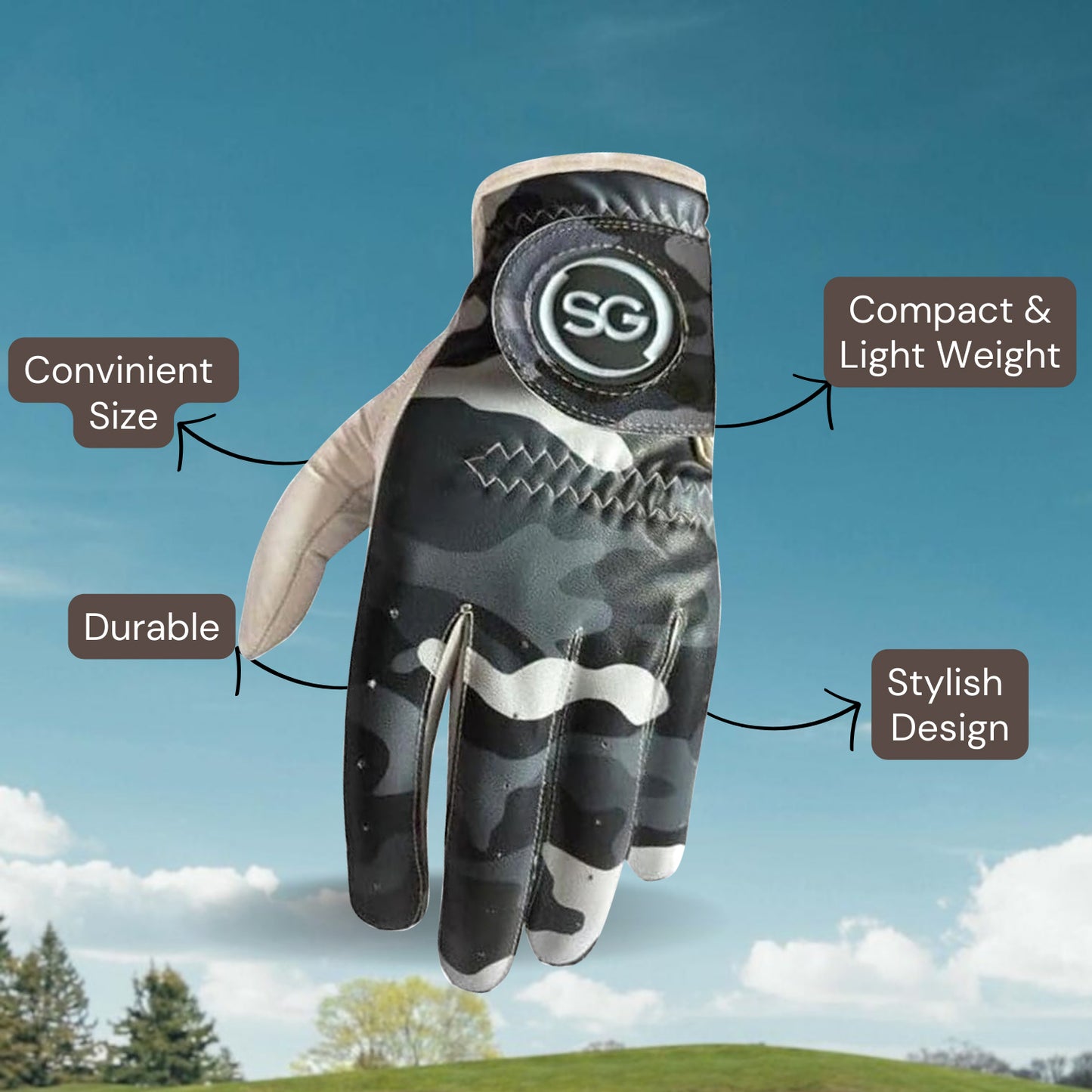 SG Men Grey / White Golf gloves Cabretta Leather Palm + Patch and thumb