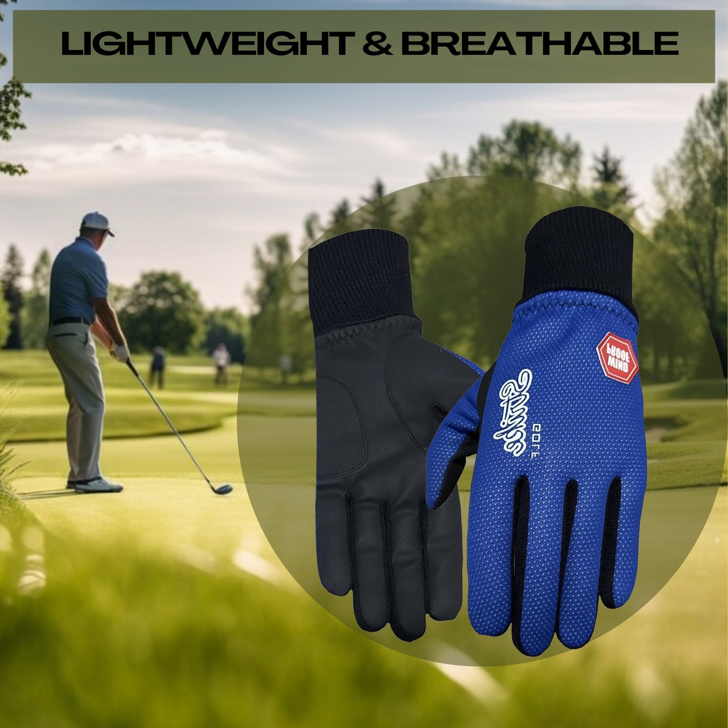 SG Men Blue Winter golf gloves thermal windproof fleece lined water resistant