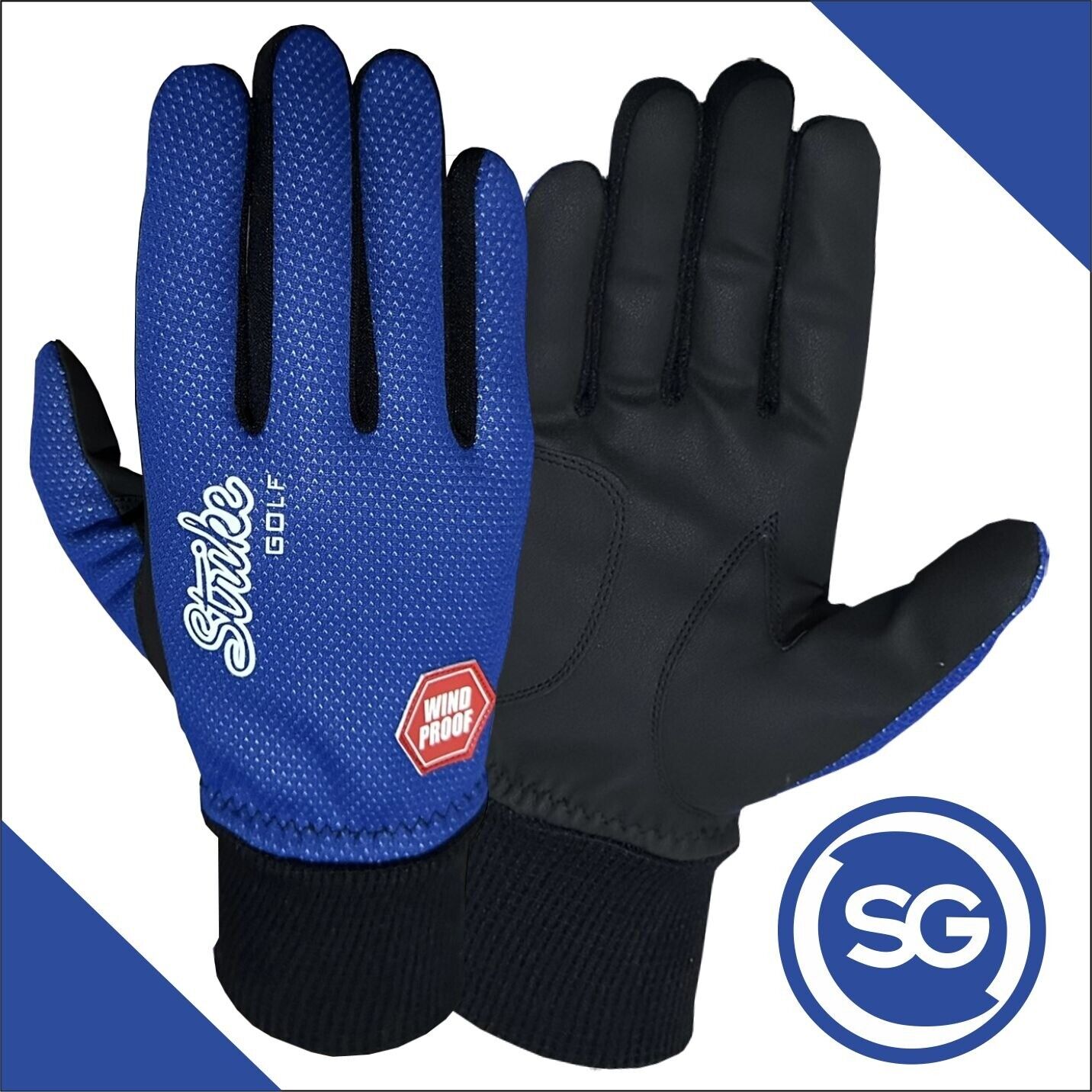 SG Men Blue Winter golf gloves thermal windproof fleece lined water resistant