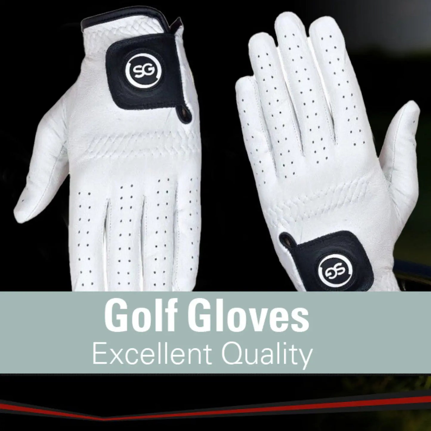 SG Men White 100% Cabretta Leather Golf Gloves for both and Right handed Golfers - Premium Quality