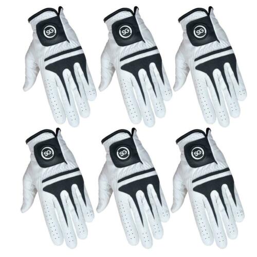 SG Men White & Black AAA Cabretta Leather Golf Gloves Premium Quality